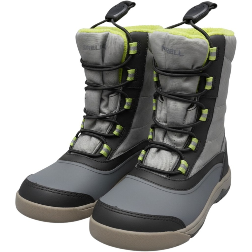 Merrell Snow Drift Kids 11M Grey Black Waterproof Insulated Winter Boots Good